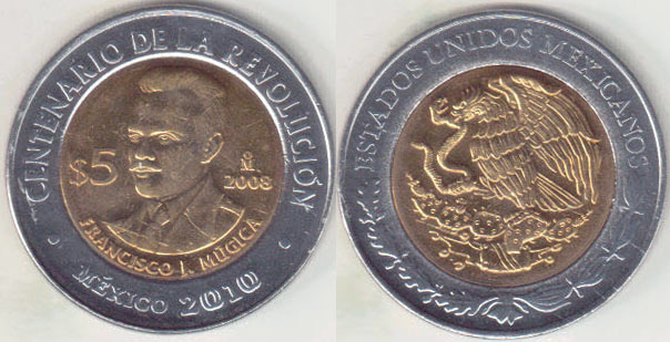 2008 Mexico 5 Pesos (Mugica) Unc A001301